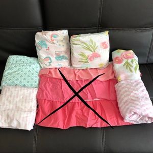 Nursery crib sheets and changing pad covers
